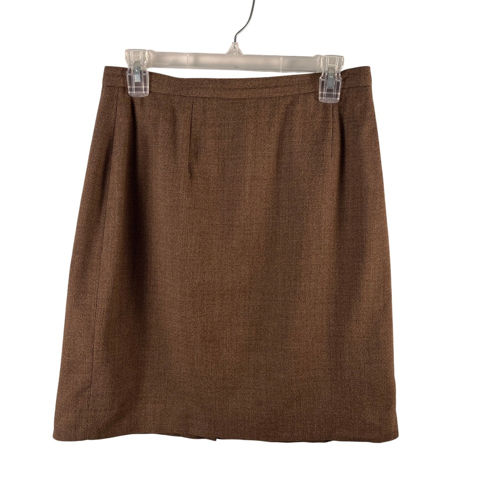 VTG Women's Pencil Skirt 12 Brown Wool Professional Classic Dark Academia FLAW